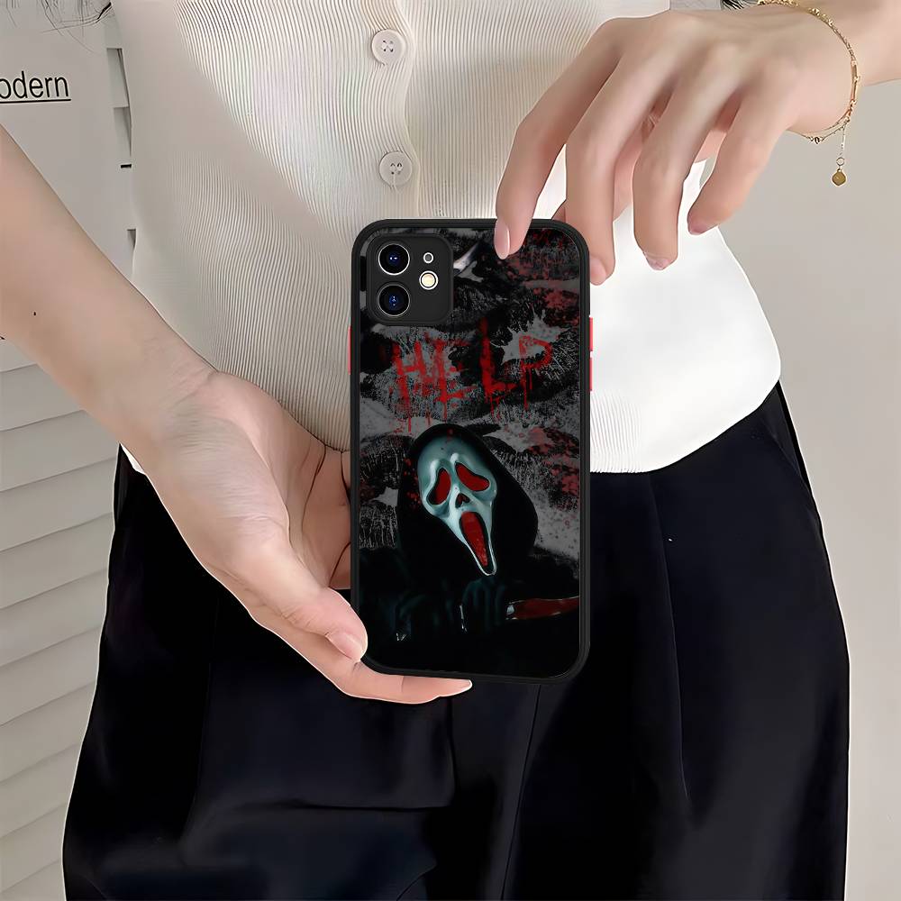 Ghost Face Art Scream Phone Case For IPhone 16 15 14 Plus 15 13 12 11 Pro Max X XS MAX Matte Cover