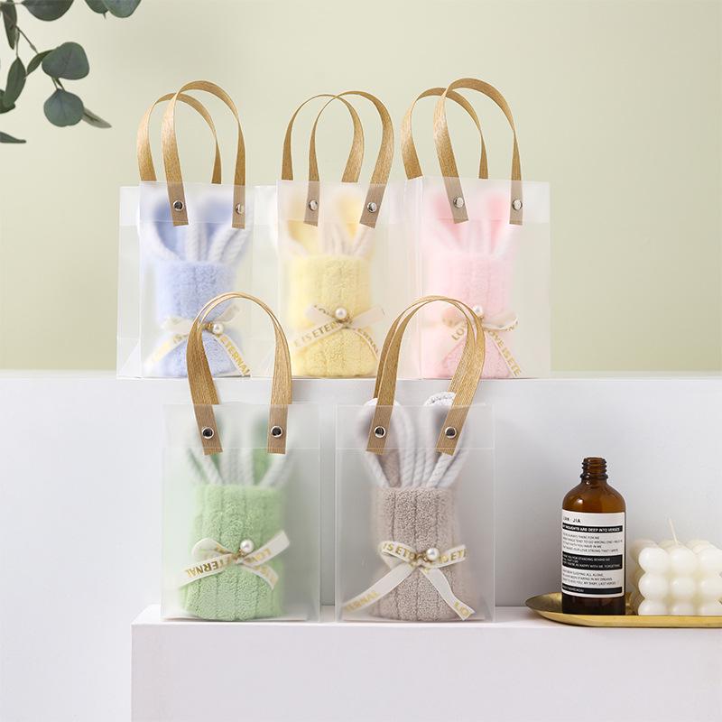 Cute Rabbit-Shaped Coral Fleece Souvenir Towel for Weddings and Events