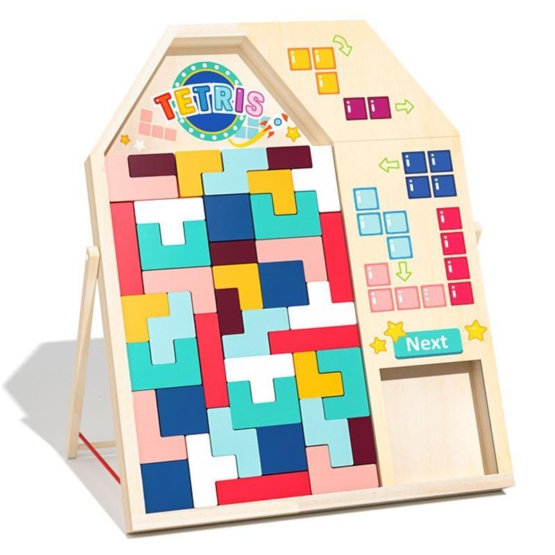 Wooden Puzzle Children Cartoon Forest Animals Tetris Large Building Block Three-dimensional Puzzle Parent-child Toy