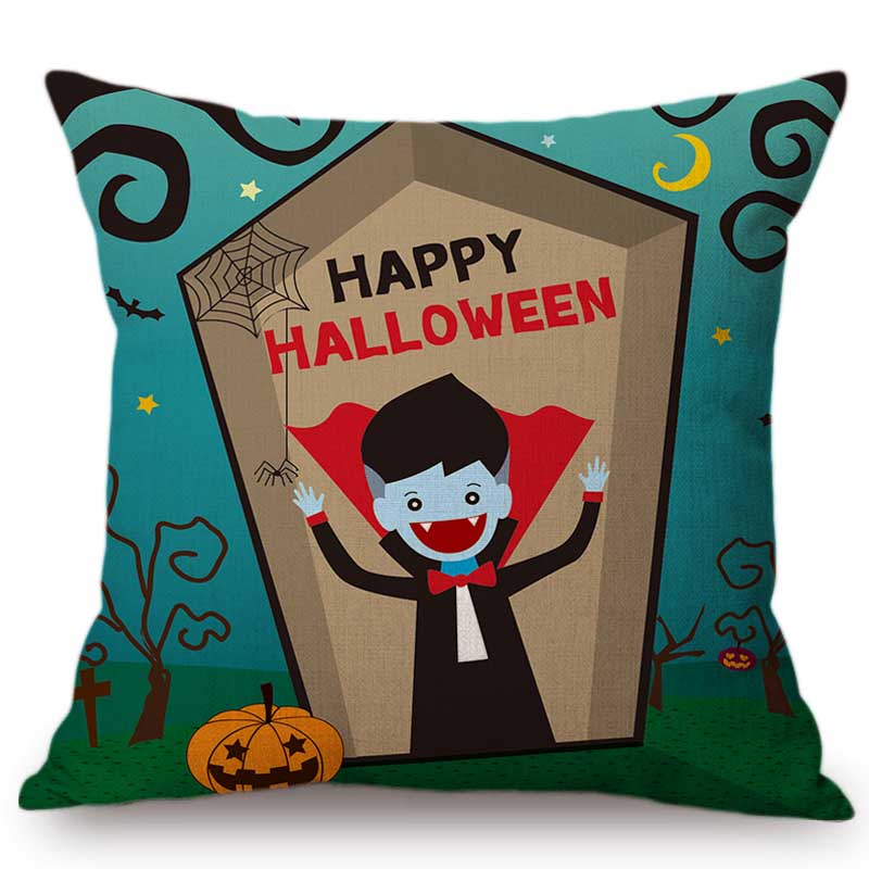 Halloween Decoration Pillow Case Happy Halloween Cartoon Vampire Pumpkin Party Celebration Decorative Sofa Cushion Covers