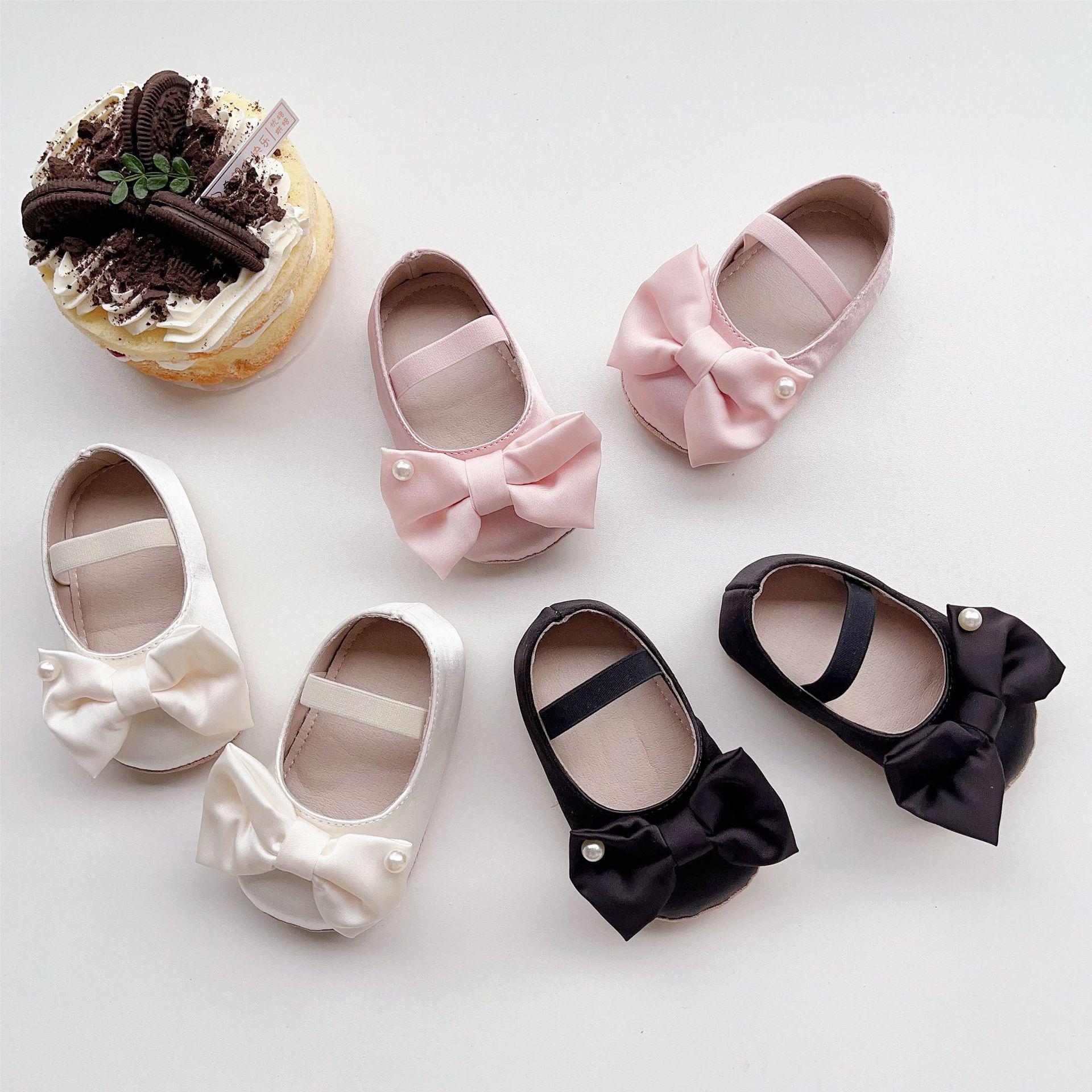 

Spring Korean-Style Anti-Kick Bow Walking Shoes for Baby Girls (0-2) - Breathable Soft Sole Princess Shoes 13 cm (L) розовый