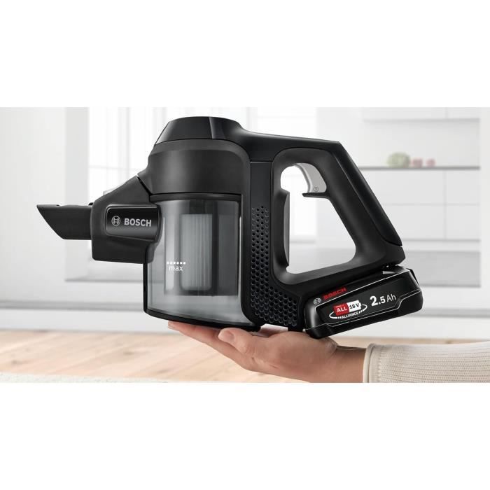 BOSCH BBS611BSC - Aspirateur balai multifonction sans fil - noir - aspirateur à main intégré - 2 vitesses - 30 mn d'autonomie