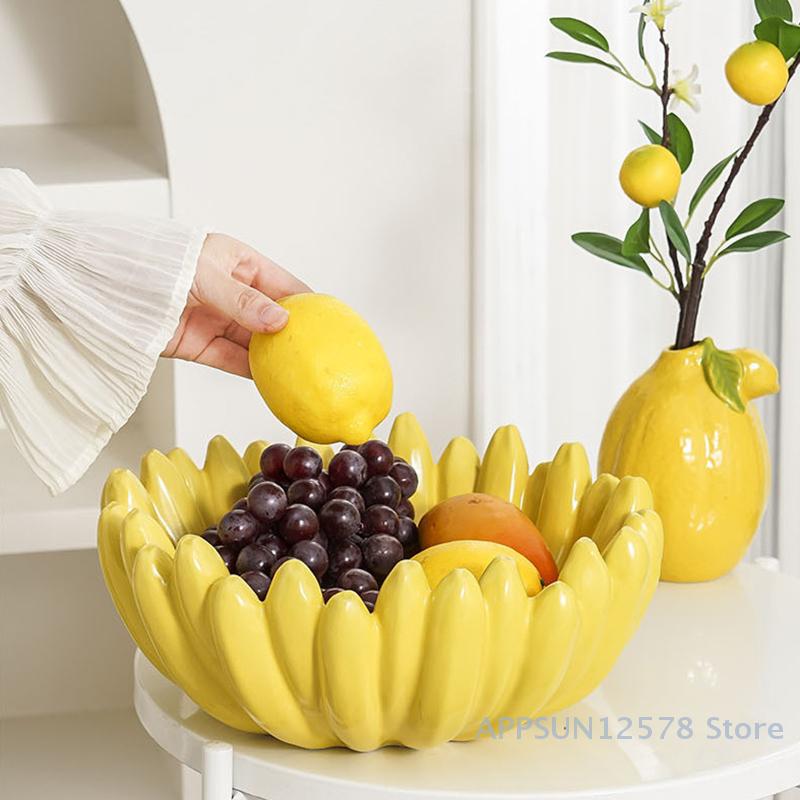 Banana Shaped Ceramic Fruit Bowl Table Plates Kitchen Dishes Tableware Luxury Serving Plates For Salad Snacks Home Decoration