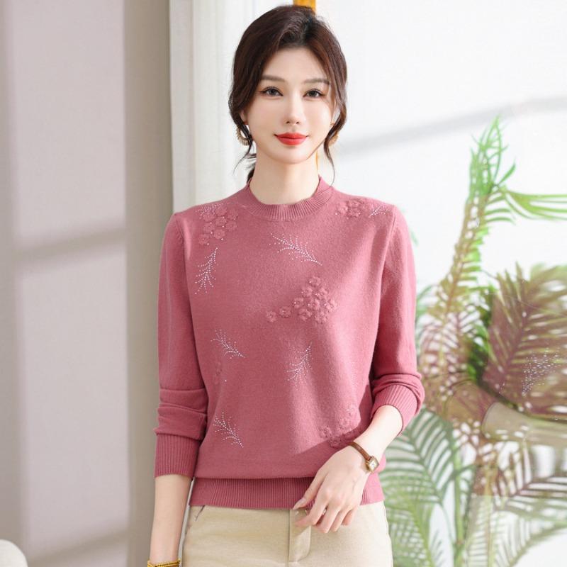 Winter warm knitted sweater, middle-aged and elderly clothes, autumn and winter new top, middle-aged mother sweater women's clothing