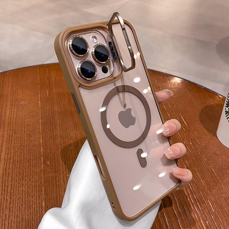 Holder Wireless Charging Phone Case For iPhone 17 Pro Max 16 15 14 13 12 11 Pro Max Plus Air Lens Protection Cover Funda