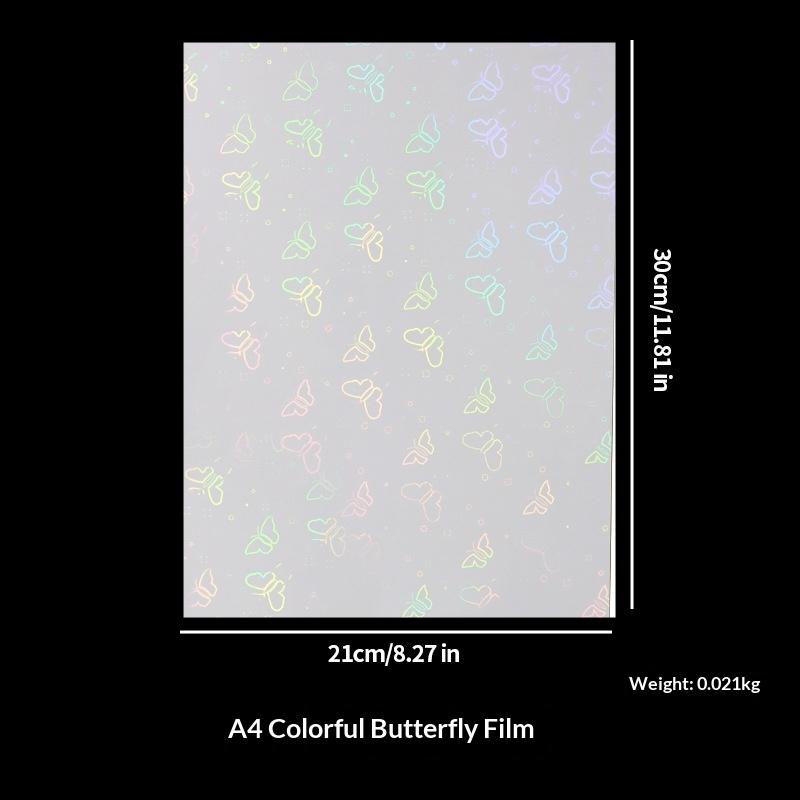 5 Pezzi Pellicola Plastificatrice Olografica A4 Impermeabile Trasparente Foglio Adesivo Autoadesivo Cuore Stelle Pellicola Plastificatrice a Freddo Trasparente