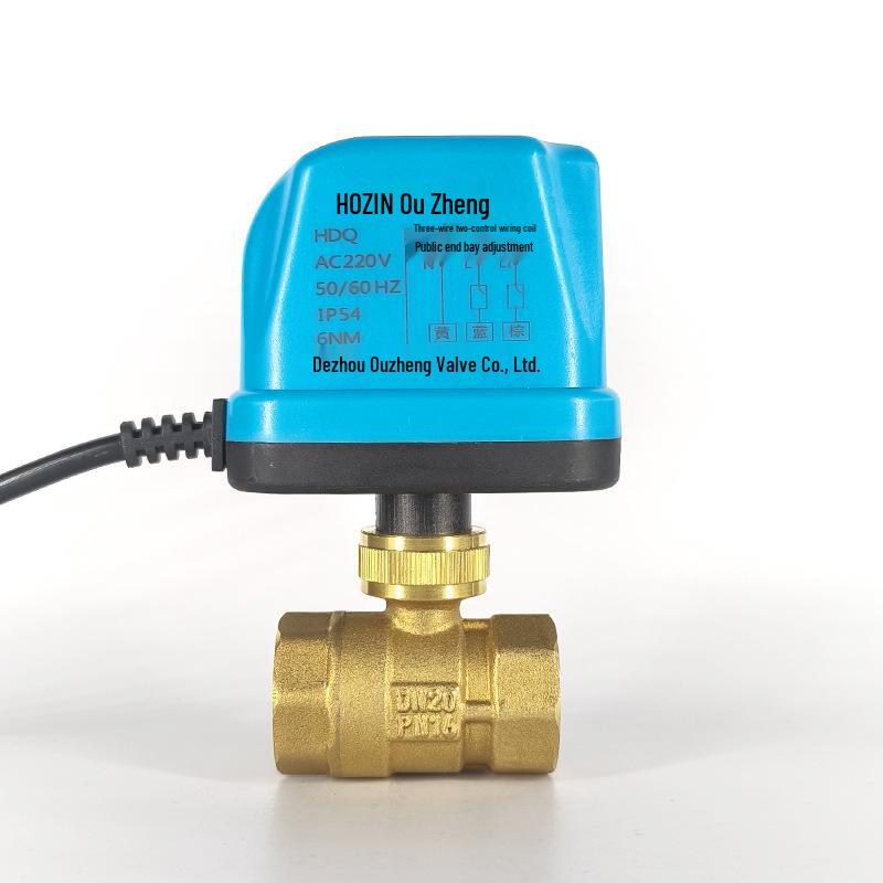 220V Brass Electric 2-Way Valve for Central Air Conditioning Fan Coil Units