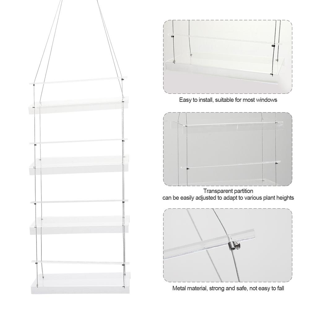 4 Tier Window Plant Shelves Acrylic Clear Hanging Floating Shelf for Succulent Plants Flower Planters Display