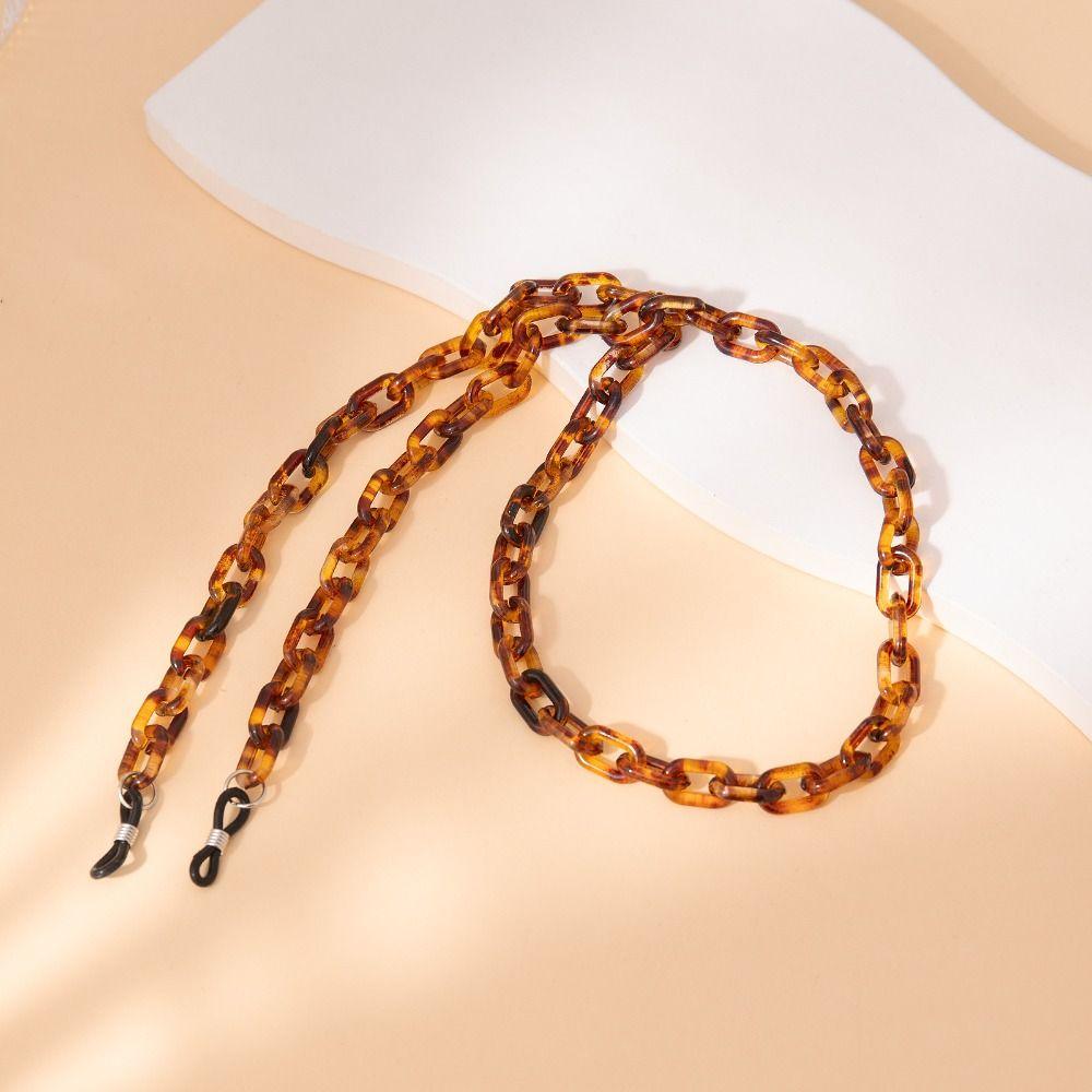 Anti-Slip Leopard Acrylic Glasses Chain Handmade Beads Eyeglass Cord Holder for Women Men