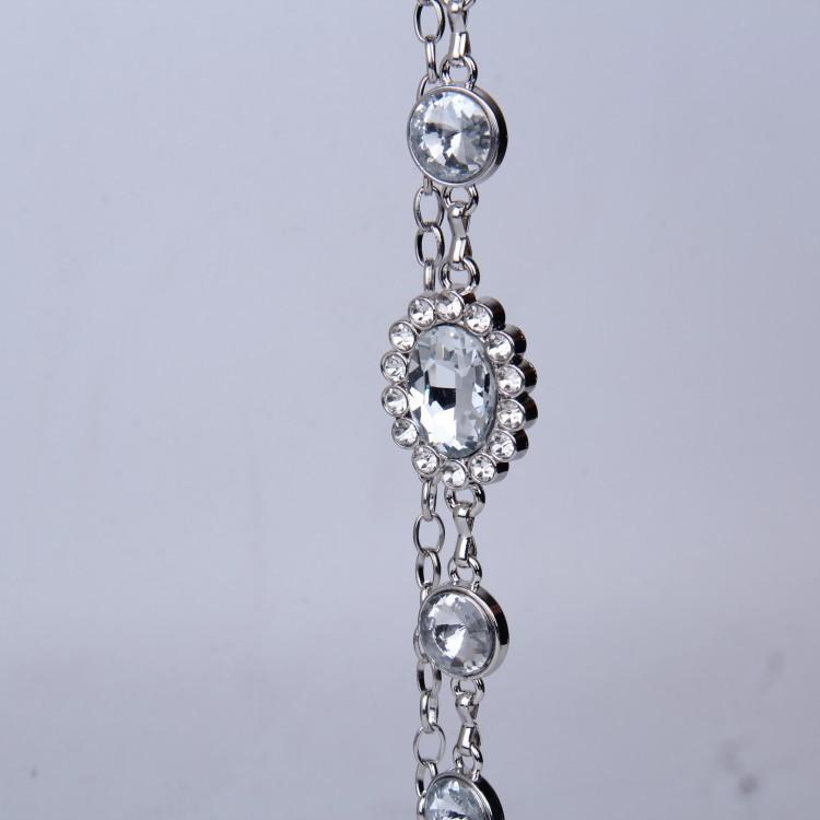 Metal Waist Chain, Women'S Summer Dress With Big Diamonds, Silver Elegant Waist Accessories, Belt, Red Seal.