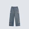 American Style Loose Straight Wide Leg Jeans Men Vintage Washed Distressed Denim Pants