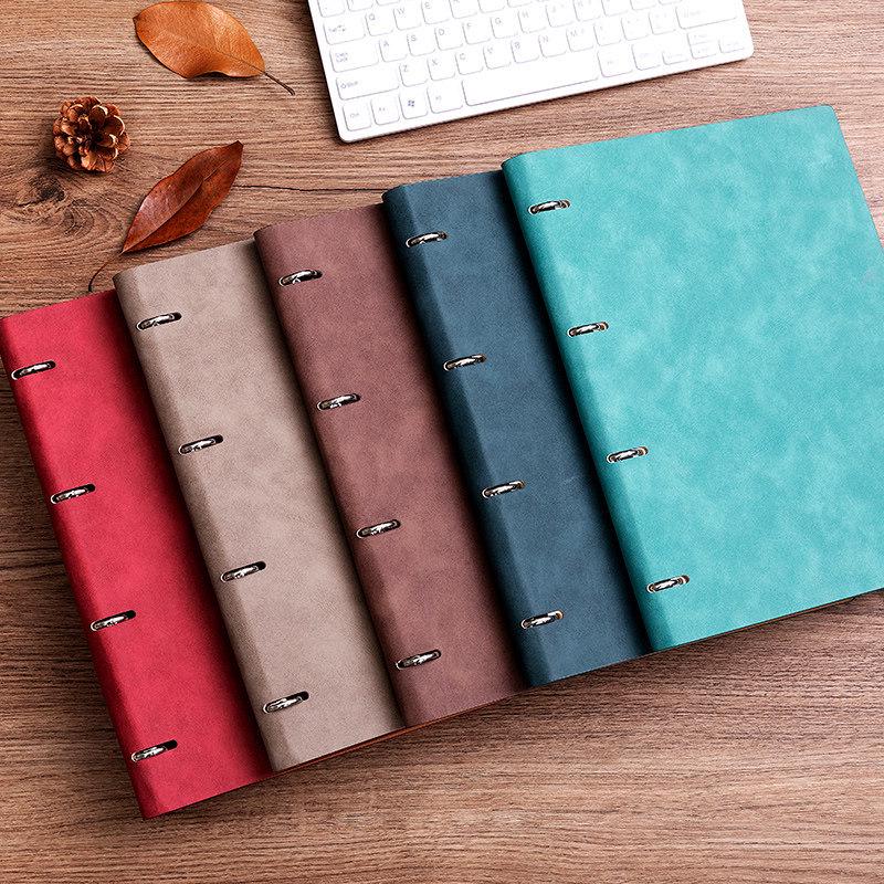 A4 Loose-Leaf Business Notebook with Detachable B5 Leather Cover – Large, Customizable Adult Diary
