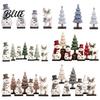 Indoor Festive Atmosphere Props 7Pcs Christmas Snowman Tree Reindeer Figurines 2D Wooden Tiered Tray Elk Decor Decor Rustic Farmhouse Tabletop
