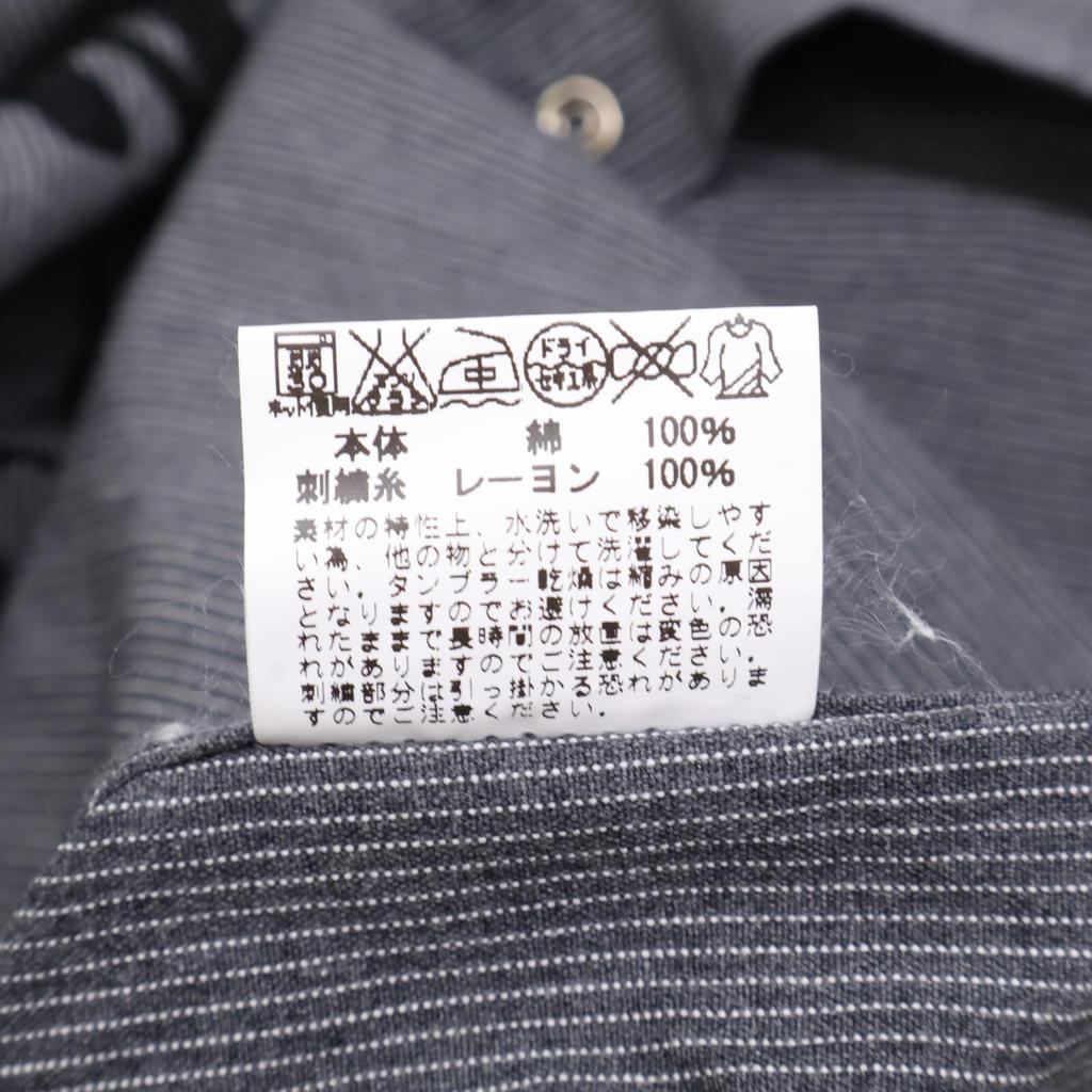 Indian Motorcycle Grey Cotton IM27052 Pinstripe Embroidered Shirt Tops L Gray stripesUsed