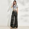 Women's American Style Spicy Camouflage Multi-Pocket Wide-Leg Jeans - Early Autumn 2025