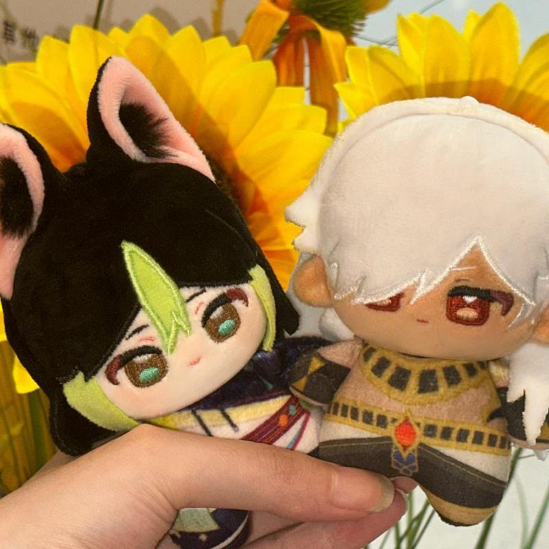 10cm Anime Genshin Impact Alhaitham Kaveh Cyno Tighnari Poupée Peluche Imprimée Périphérique Anime Nunu Corps Peluche Porte-Clés Jouets Cadeaux d'Anniversaire