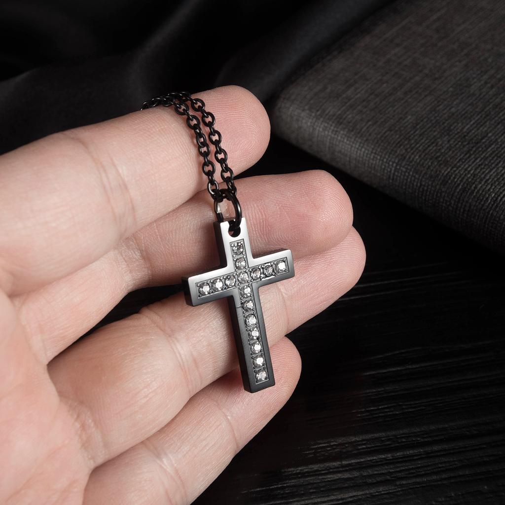 Satın alın Men's Retro Style Jewelry Inlaid Zircon Cross Shape Pendant