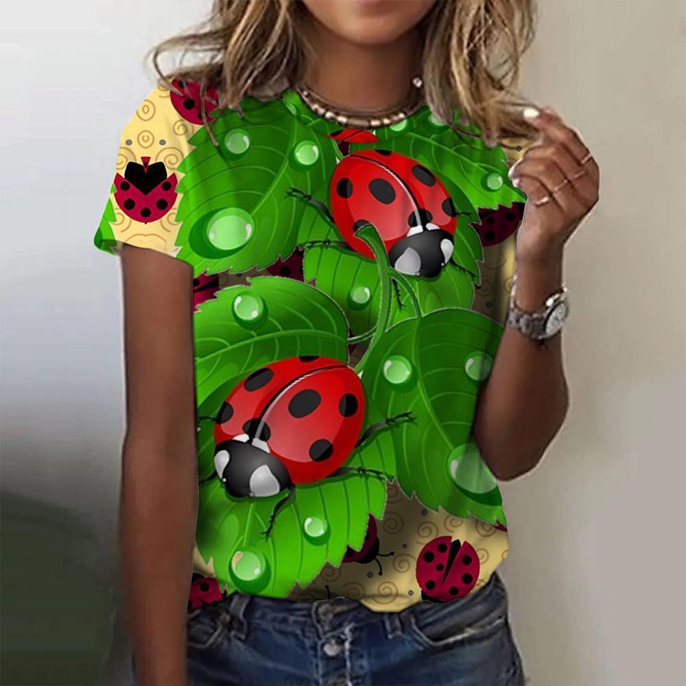New Cute Animal T-Shirts Worm 3D Print Summer Women O-Neck Short Sleeve T Shirt Harajuku Tops Oversized Y2k Tees Female Clothing