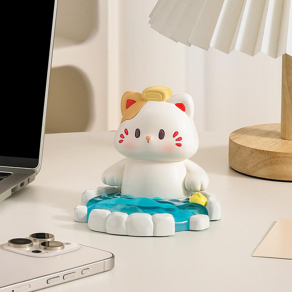 Creative Cartoon Cat Mobile Phone Holder Ornament Office Desktop Decoration Cute Practical Small Gift for Girls