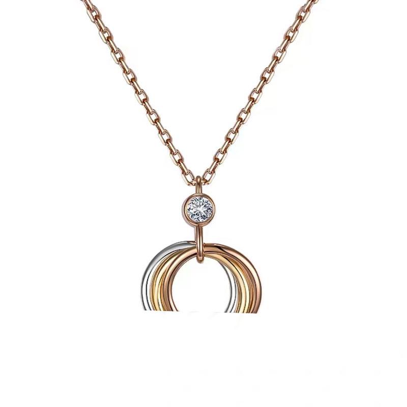 

Классическое колье-чокер Kajia из трех переплетенных колец для женщин - Гладкий блестящий круглый кулон, цепочка для ключицы