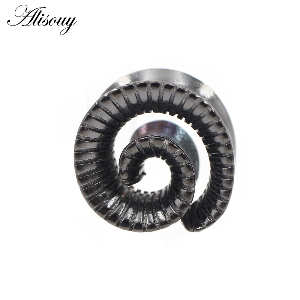 Alisouy 1PC Alloy Casting Whirlpool Swirl Spiral Flared Ear Tunnel Plug Expander Stretcher Gauges Earrings Piercing Body Jewelry