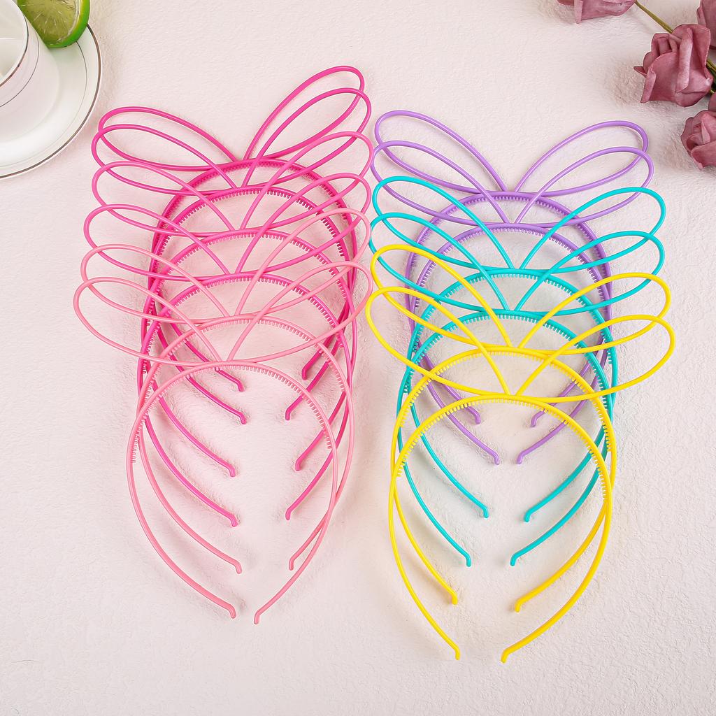 6/12PCS Girls Rabbit Ear Headbands Candy Color Headband Plastic Teeth Hairbands Family Decoration Party Hair Accessories