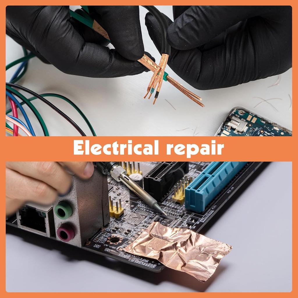 Copper Tape Double-Sided Conductive Copper foil tape for Stained Glass Conductive Tape for Guitar EMI Shielding Crafts