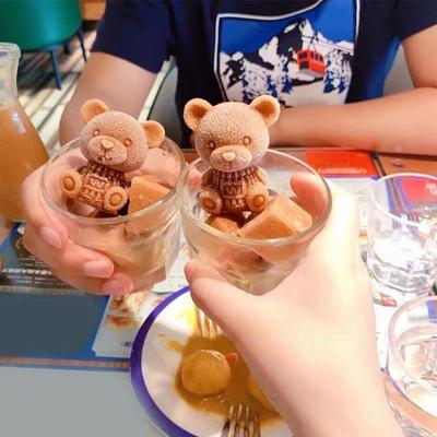 3D Cartoon Bear Silicone Ice Cube Mold Chocolate Cake Mould Tray Ice Cream Whiskey Wine Cocktail DIY Silicone Mold Kitchen Tools