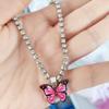 Women's Rhinestone Butterfly Pendant Anklet - Trendy Sparkling Foot Jewelry