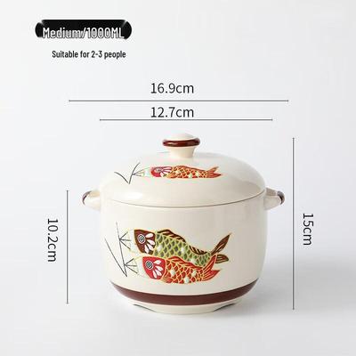 ZISIZ Japanischer Stil Koi Keramik Schmortopf mit Deckel