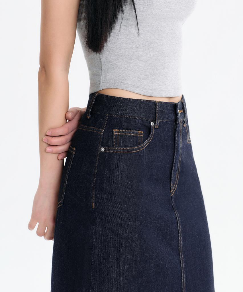 MUSINSA STANDARD WOMAN Women'S Lightweight Denim Maxi Skirt [Deep Indigo]