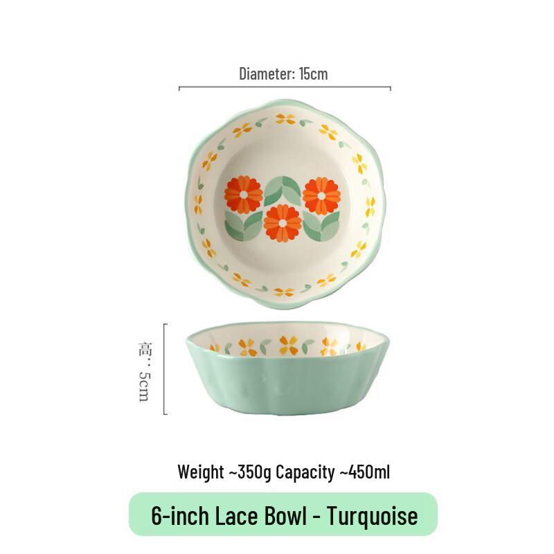 Deou Xingguang 6-inch Ceramic Lace Edge Multi-purpose Bowl