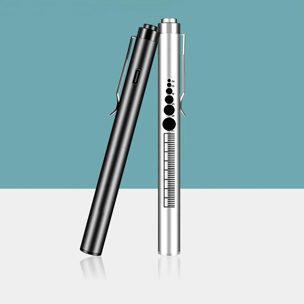 LED Penlight With Scale USB Rechargeable Work Camping Hiking Emergency Lighting