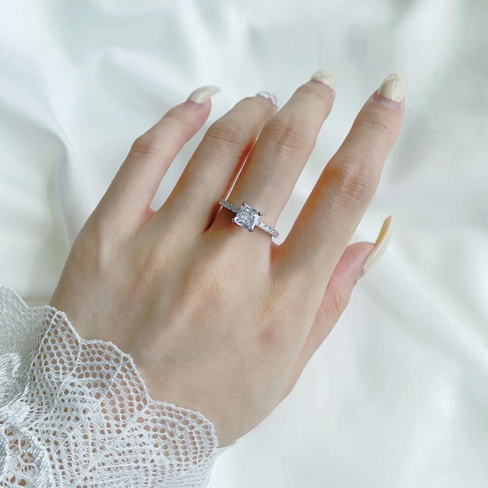 Tancise Women Classic 925 Sterling Silver  Zircon Ring Ladies Jewelry Wedding Promise Party Gift