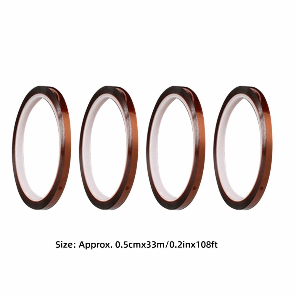 4pcs Strong Adhesive Sublimation Heat Tape 0.5cm x 33m Polyimide Heat Tape DIY