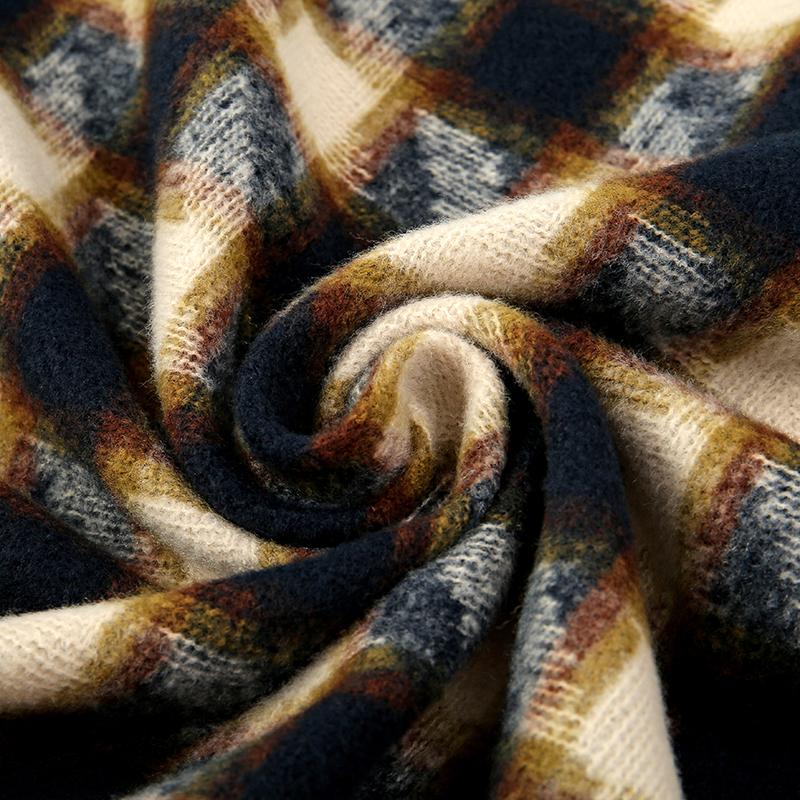 Vintage Plaid Pashmina Shawl Scarf For Woman Winter Warm Scarves Fashion Long Wraps Thick Cashmere Like Muffler Foulard Scarf
