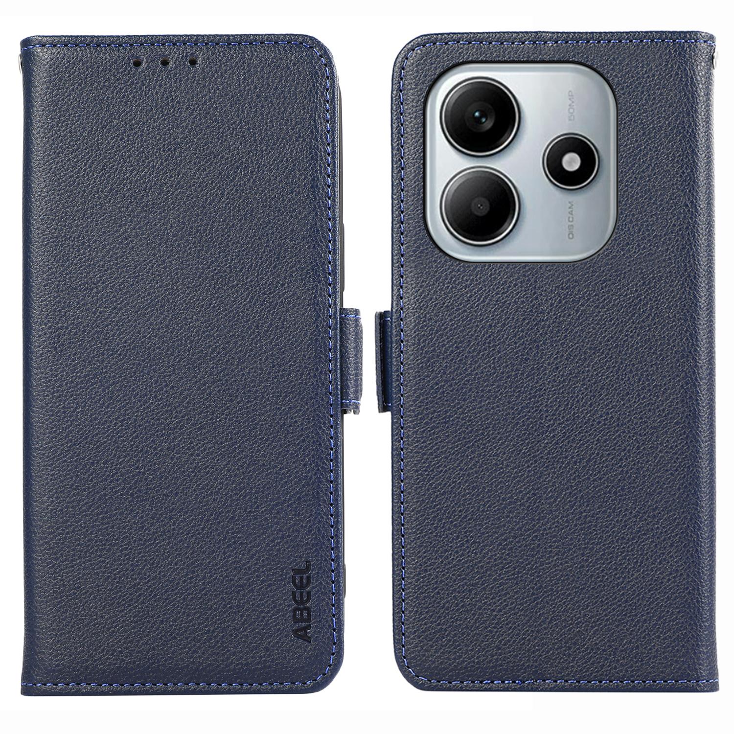 

ABEEL Для Xiaomi Redmi Note 14 4G (164,84 мм) Чохол Шкіра Лічі Текстура Блокування RFID Чохол для Телефону Blue