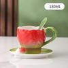 Underglaze Colored Ceramic Mug Tulip Coffee Cup and Saucer Set Flower Teacups Milk Tea Cups Water Glasses Breakfast Cup Milk Mug