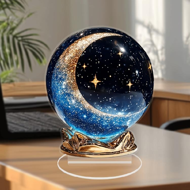 Sfera di Cristalli Acrilici Antirottura per Decorazione Tavolo Scaffale Motivo Lune Stella 200g