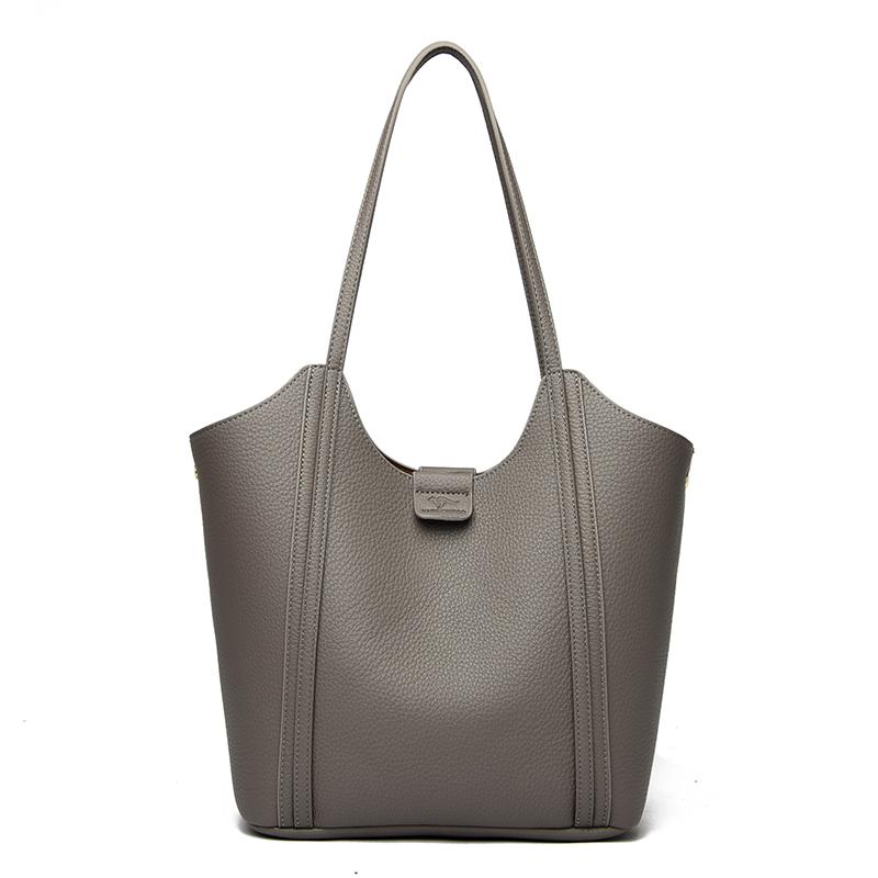 

Women s Large Capacity Shoulder Bag armpit bag Ladies Genuine Leather Commuter Shopper Bags High Quality Luxury Handbag Big tote сірий