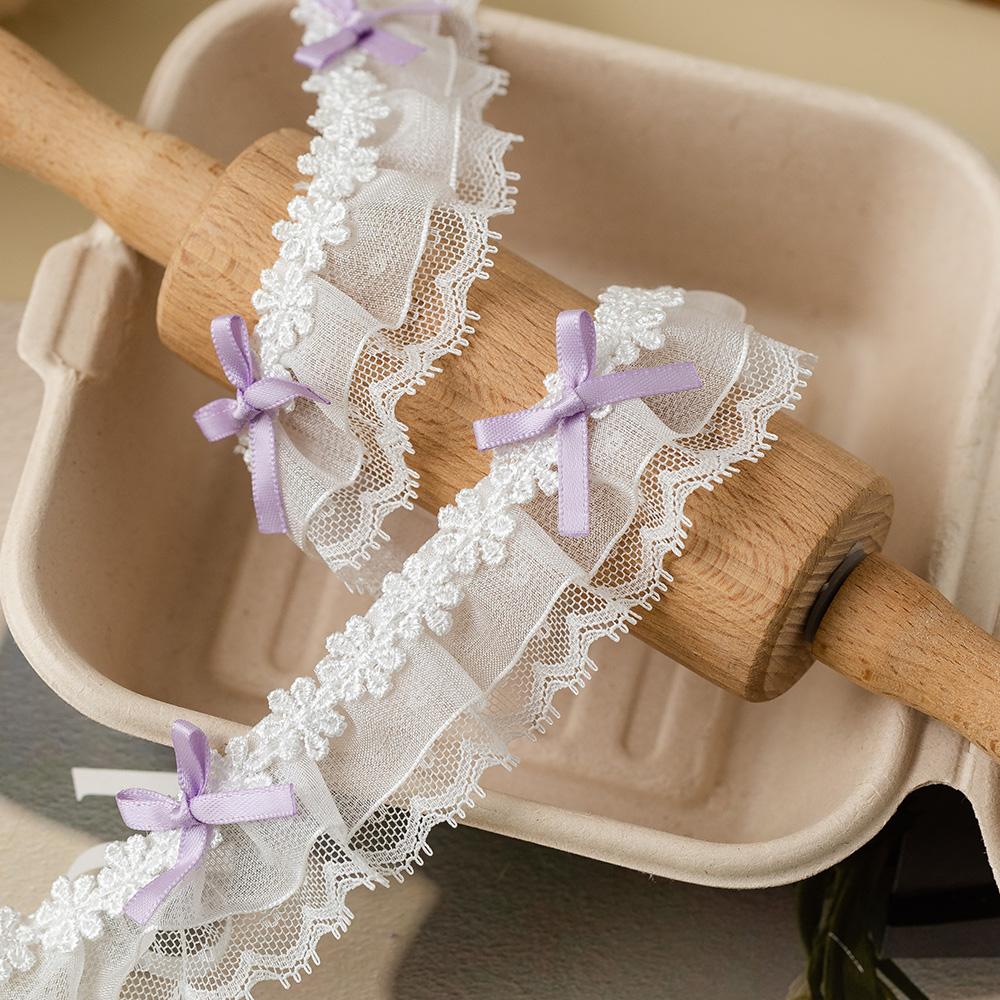 2Meters Doll Clothes Pet DIY Lace Trim Ribbon For Decorative Clothing Sewing Accessories Needlework Bow Fabric DIY Crafts Supply