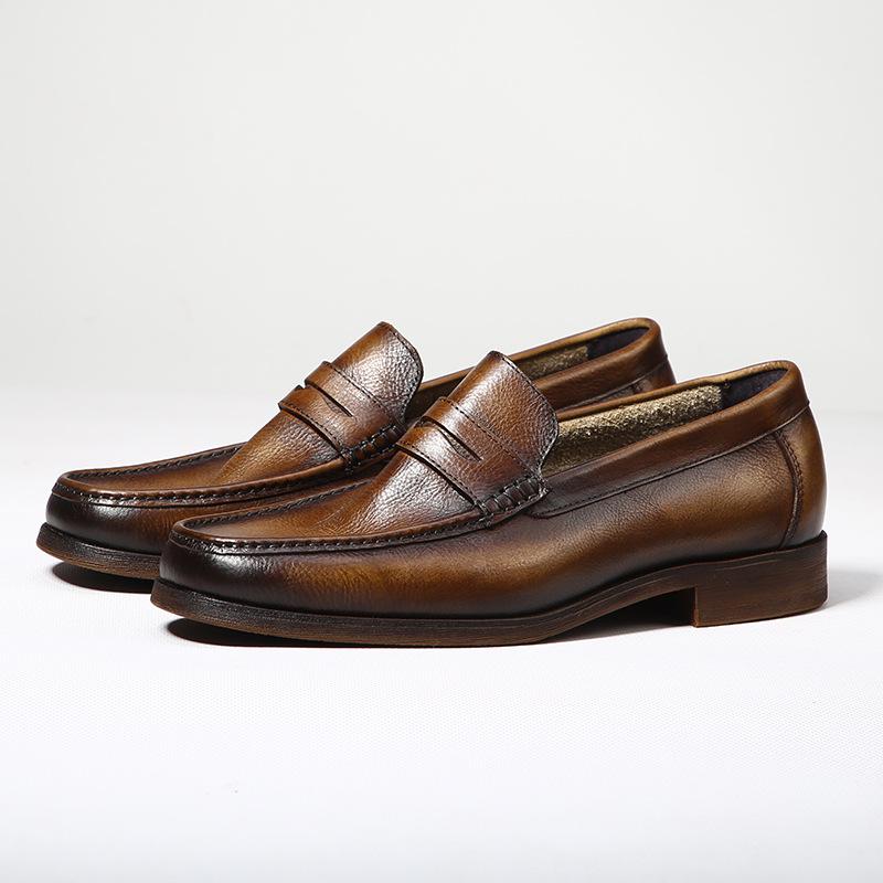 Genuine Leather Mens Loafers Handmade British Style Wedding Party Casual Dress Shoes Summer Autumn Footwear for Men