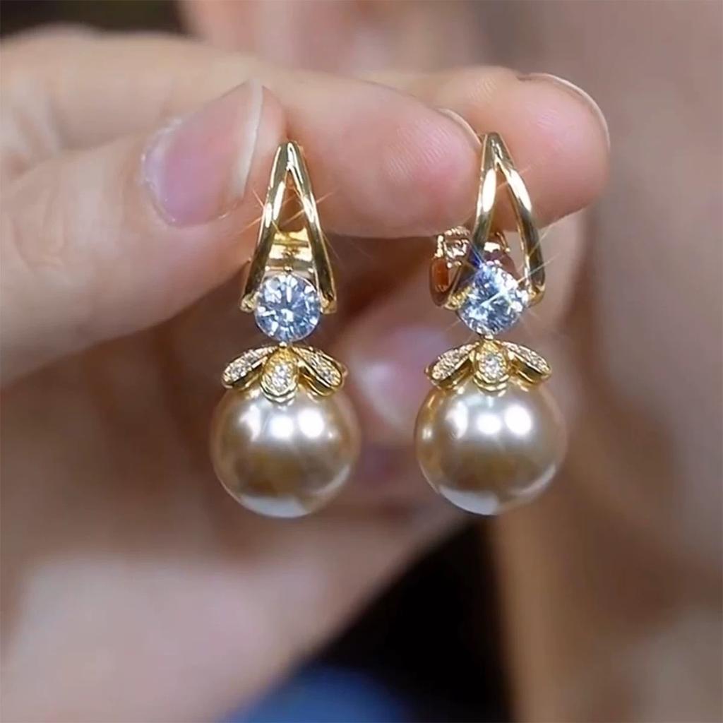 French Exquisite Light Luxury Flash Diamond Pearl Earrings Women's High-end Earrings Niche Earrings