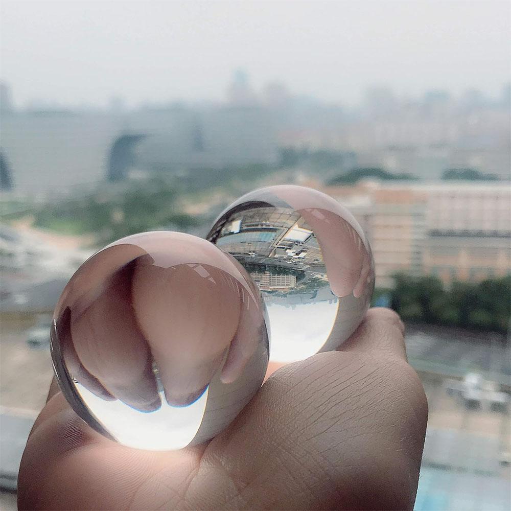 70mm Clear Acrylic Crystal Sphere with Wooden Stand Healing Crystal Ball for Meditation, Home Decoration Various Sizes