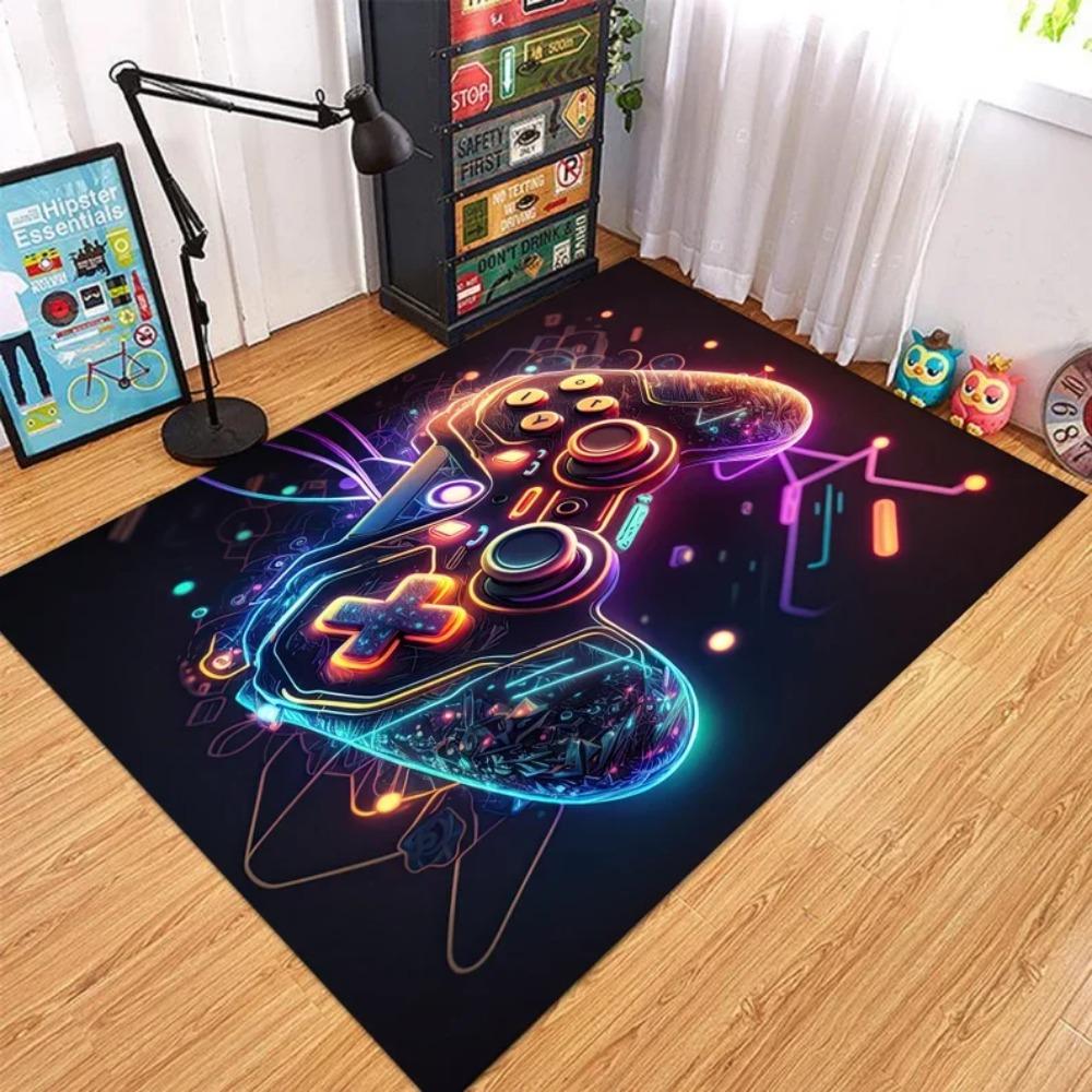 Gamer Teppich Gaming Teppich, Spiel Teppich Geometrischer Teppich, Bunter Teppich Spielzimmer Teppich Neon Dekor Teppich Neon Look Sport Teppich Auslegeware, Gaming Geschenke