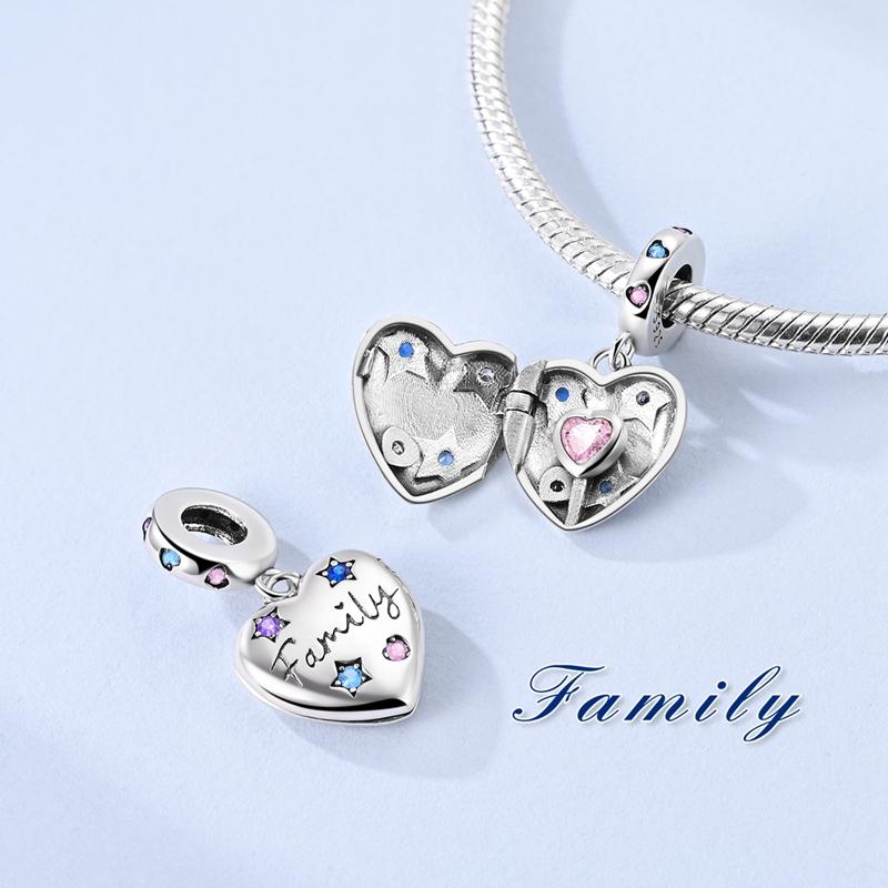 Sweet Copper Love Hearts Zircon Charms Pandent Beads Fit Original Bracelet For Women Necklace Fine Jewelry Diy Gift