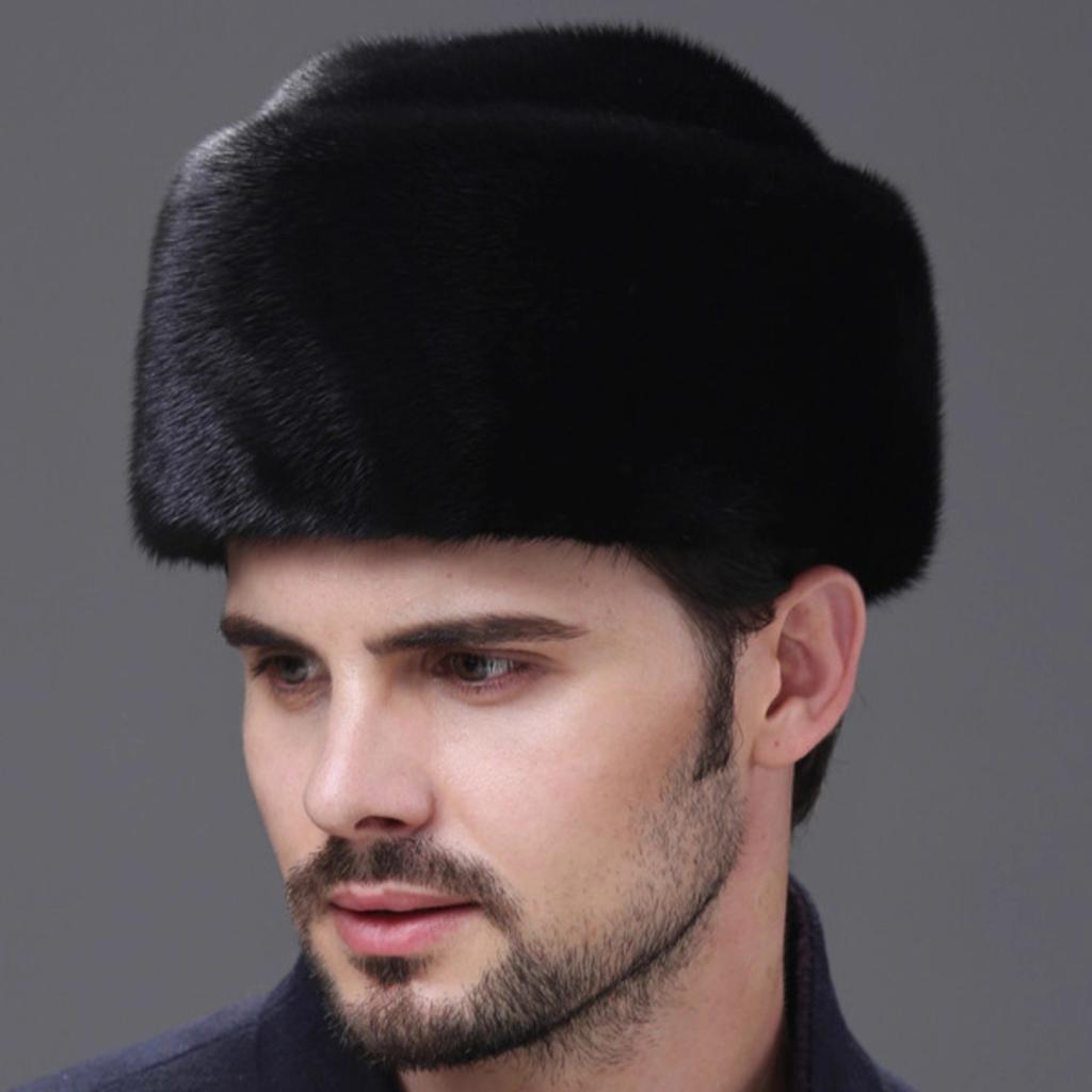 Imported Mink Hat Men's Whole Mink In the Elderly Fur Hat Winter Warm Cotton Hat Mink Landlord Hat