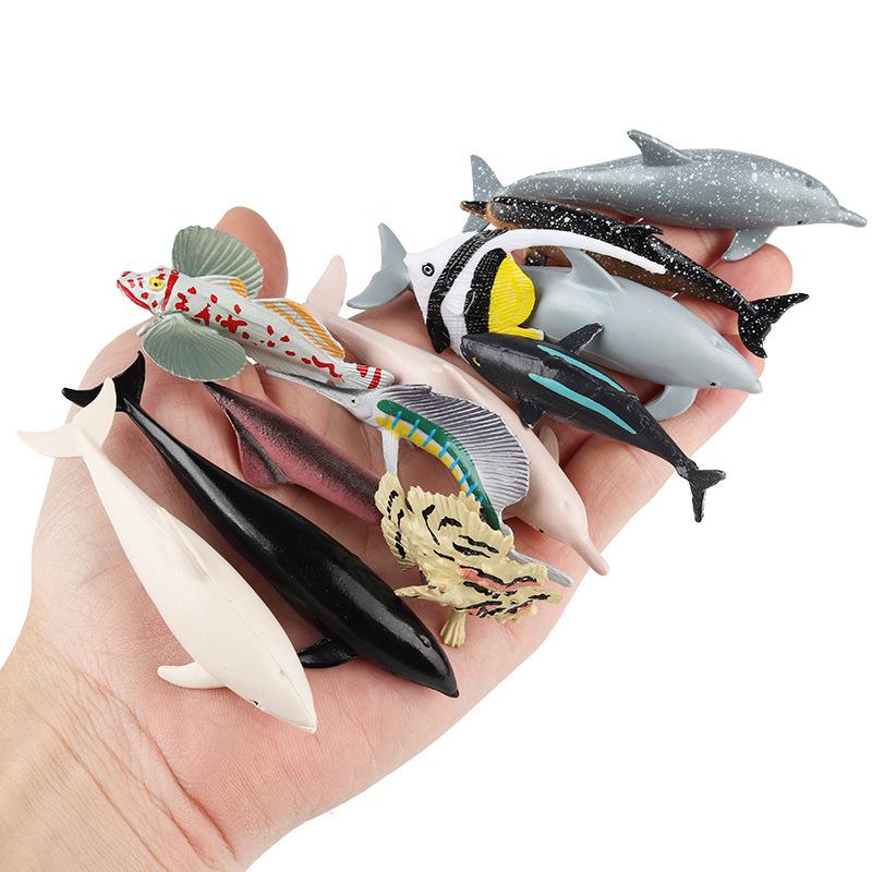 Ocean Animal Miniature Set: Dolphin, Tuna, Marlin, Swordfish Models.
