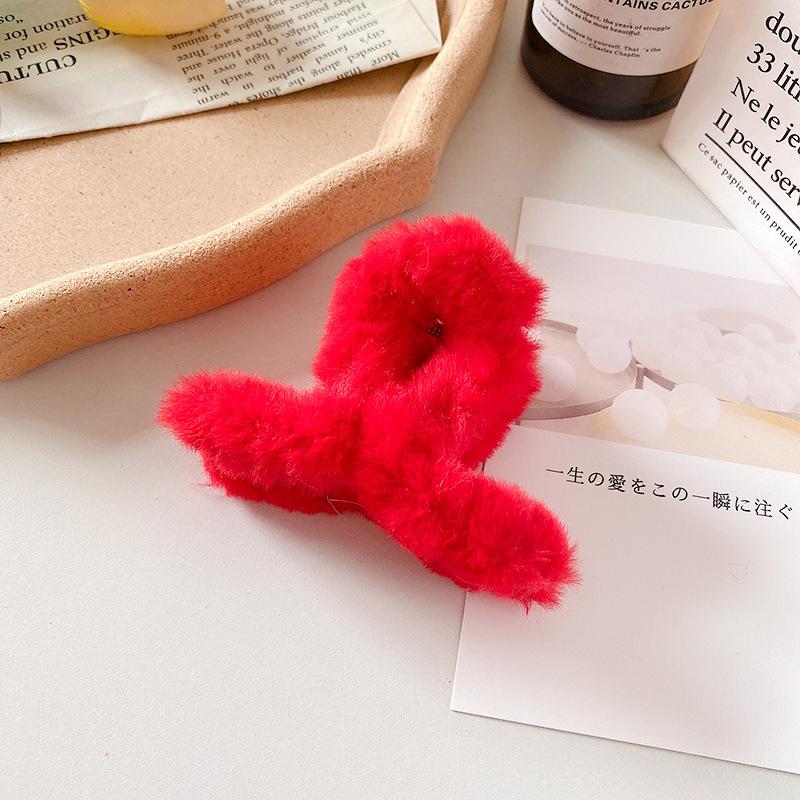 9cm Plush Cross Hair Clip for Women Korean Fashion Sweet Shark Clip Simple Versatile Hairpin Girl Hair Accessories