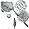 190CM Telescopic Folding Fishing Landing Net  with Aluminum Handle 3 Section Extending Pole Fishing Hand Net for Trout Carp Sea